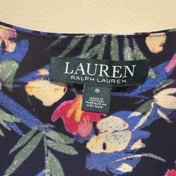 Lauren Ralph Lauren Women's Floral Faux Wrap Dress Peasant Size 6 - Picture 6 of 7